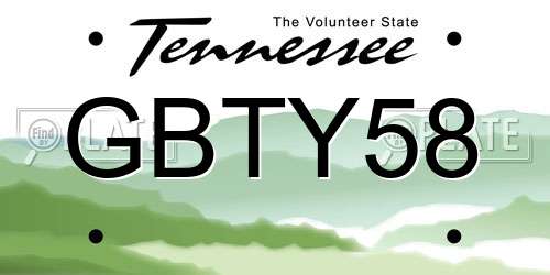 GBTY58 Tennessee License Plate