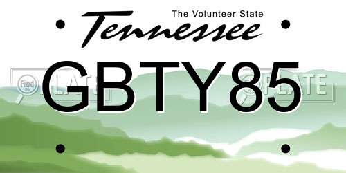 GBTY85 Tennessee License Plate