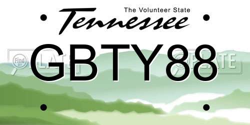 GBTY88 Tennessee License Plate