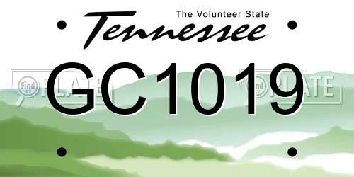 GC1019 Tennessee License Plate