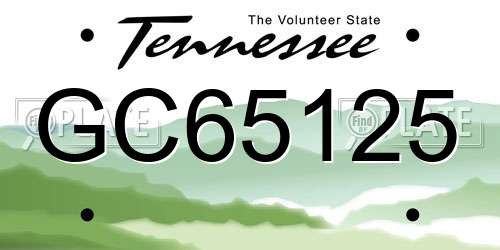GC65125 Tennessee License Plate