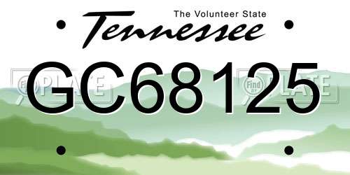 GC68125 Tennessee License Plate