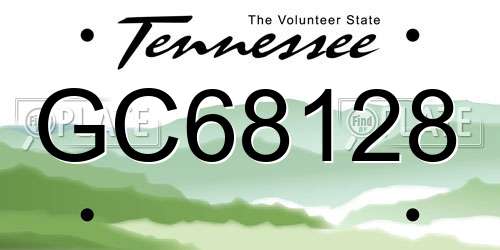 GC68128 Tennessee License Plate