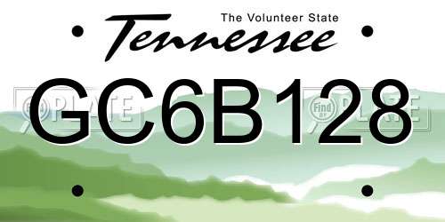 GC6B128 Tennessee License Plate