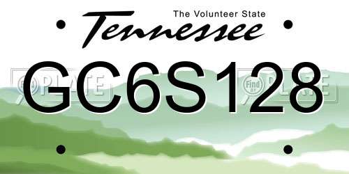 GC6S128 Tennessee License Plate