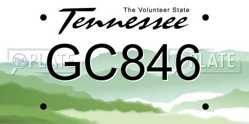 GC846 Tennessee License Plate