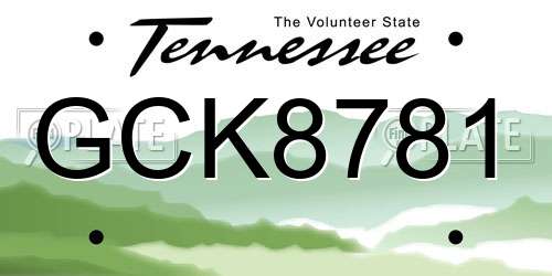 GCK8781 Tennessee License Plate