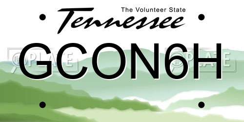 GCON6H Tennessee License Plate