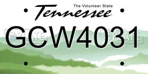 GCW4031 Tennessee License Plate