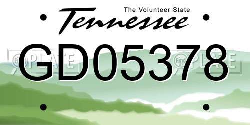 GD05378 Tennessee License Plate