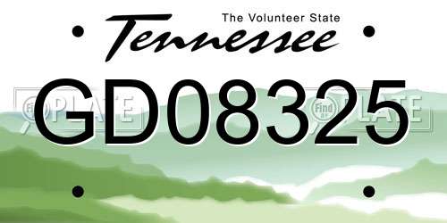 GD08325 Tennessee License Plate