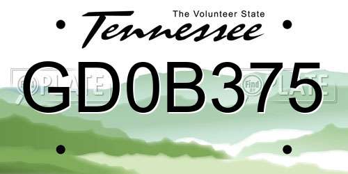 GD0B375 Tennessee License Plate