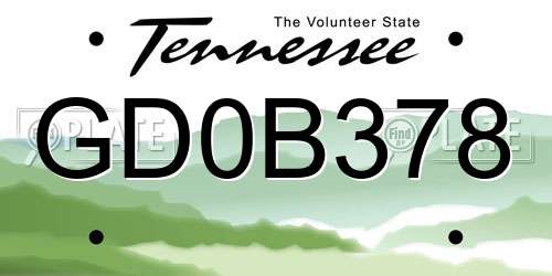 GD0B378 Tennessee License Plate