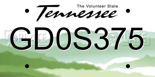 GD0S375 Tennessee License Plate