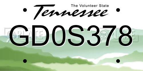 GD0S378 Tennessee License Plate