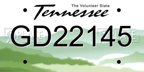GD22145 Tennessee License Plate