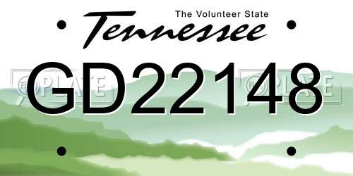 GD22148 Tennessee License Plate