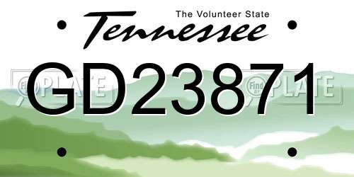 GD23871 Tennessee License Plate