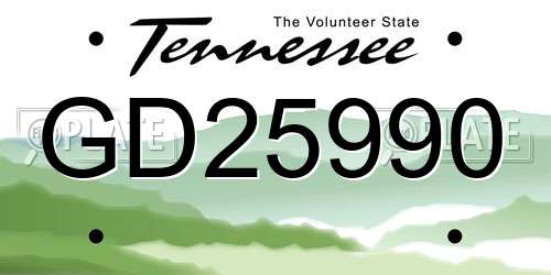 GD25990 Tennessee License Plate