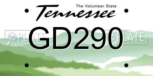 GD290 Tennessee License Plate