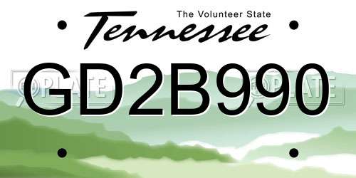 GD2B990 Tennessee License Plate