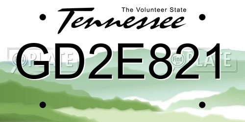 GD2E821 Tennessee License Plate