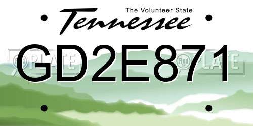 GD2E871 Tennessee License Plate