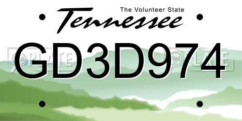 GD3D974 Tennessee License Plate