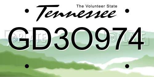 GD3O974 Tennessee License Plate