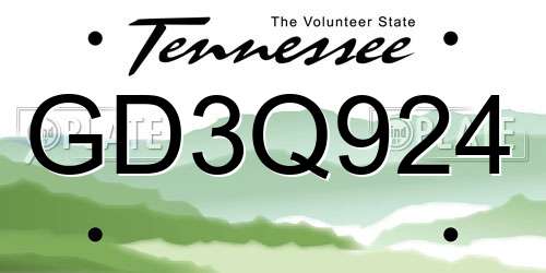 GD3Q924 Tennessee License Plate