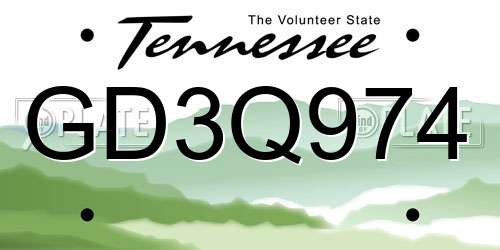GD3Q974 Tennessee License Plate