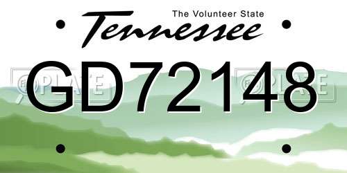 GD72148 Tennessee License Plate