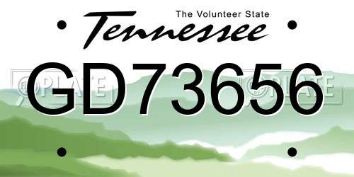 GD73656 Tennessee License Plate