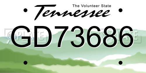 GD73686 Tennessee License Plate