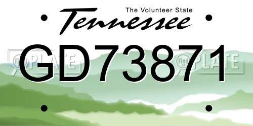 GD73871 Tennessee License Plate