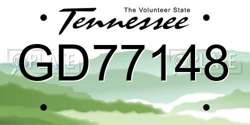 GD77148 Tennessee License Plate