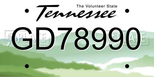 GD78990 Tennessee License Plate