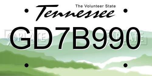 GD7B990 Tennessee License Plate