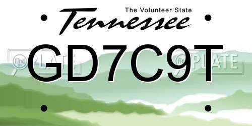 GD7C9T Tennessee License Plate