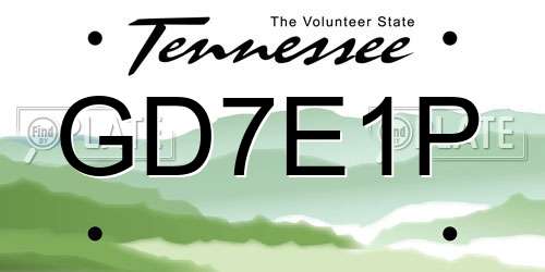 GD7E1P Tennessee License Plate