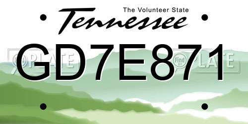 GD7E871 Tennessee License Plate