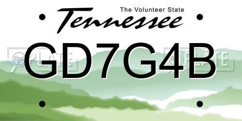 GD7G4B Tennessee License Plate
