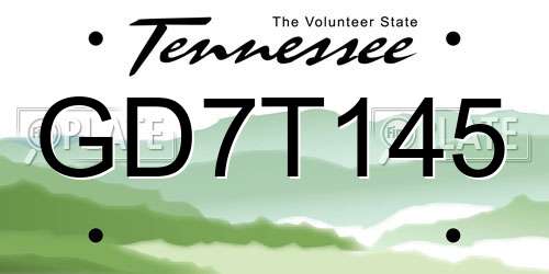 GD7T145 Tennessee License Plate