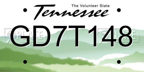 GD7T148 Tennessee License Plate
