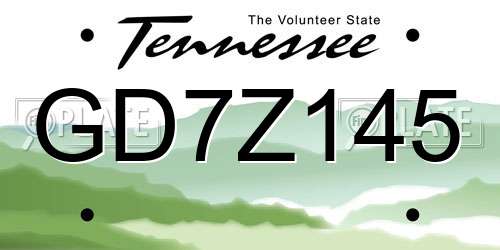 GD7Z145 Tennessee License Plate