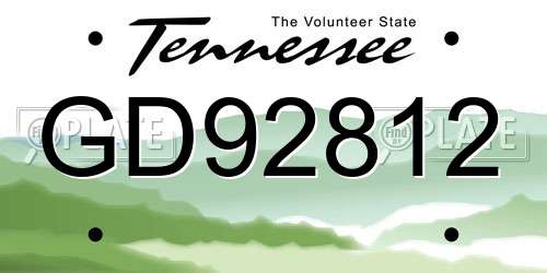 GD92812 Tennessee License Plate