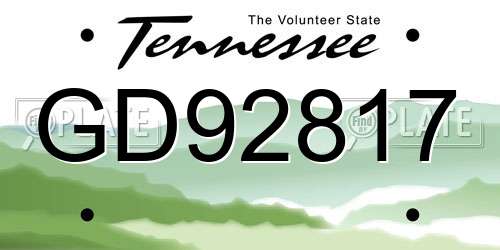GD92817 Tennessee License Plate