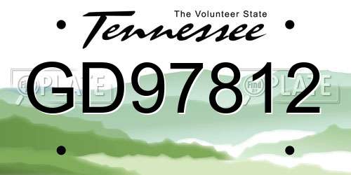 GD97812 Tennessee License Plate