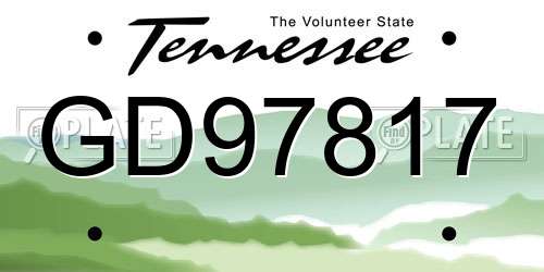 GD97817 Tennessee License Plate