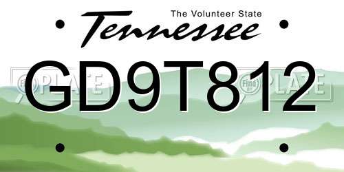 GD9T812 Tennessee License Plate